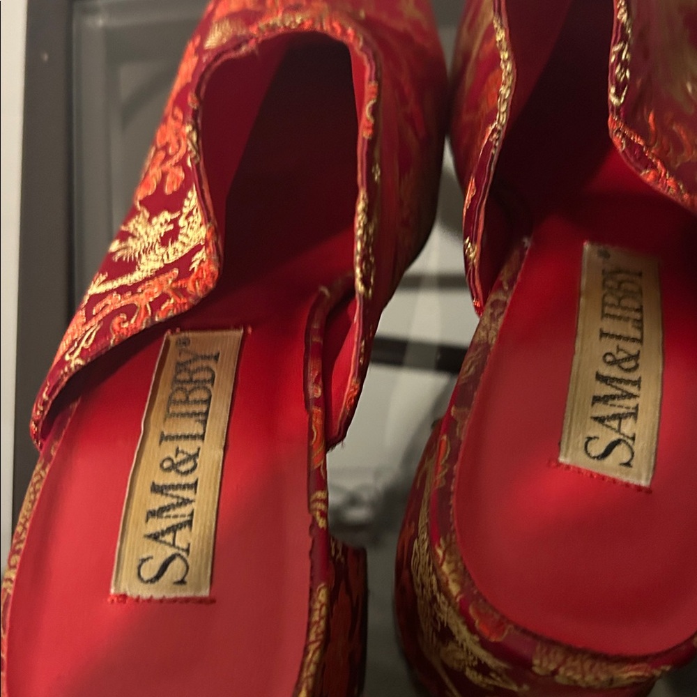 Sam & Libby Ornate Red and Gold Shoes